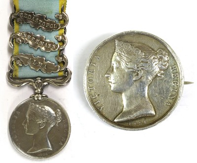 Lot 55 - A Crimea Medal 1854-56, with three clasps ALMA,...