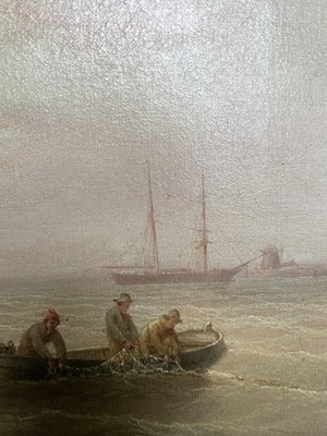 Lot 1116 - Henry Redmore (1820-1887) Fishing boat hauling...