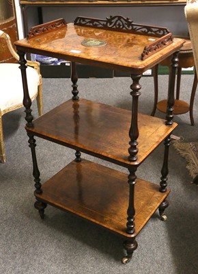 Lot 1268 - A Victorian Inlaid Burr Walnunt Three Tier...