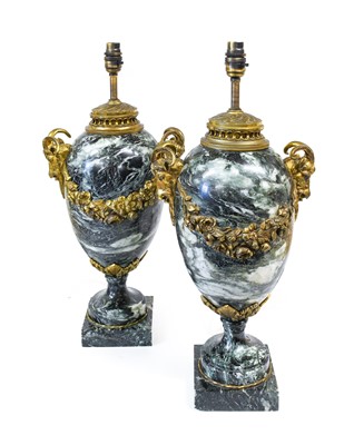 Lot 145 - A Pair of Gilt-Metal-Mounted Green Variegated...