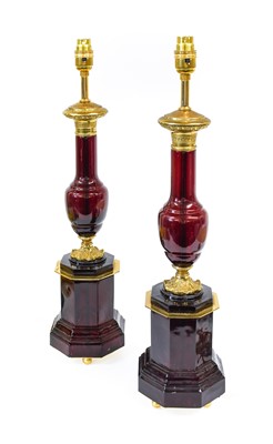 Lot 146 - A Pair of French Gilt-Metal-Mounted Ruby Glass...