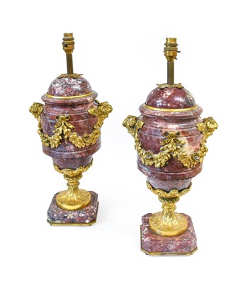 Lot 147 - A Pair of Gilt-Metal-Mounted Rouge Marble...