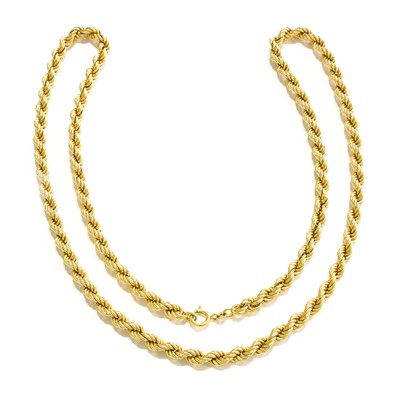 Lot 448 - A 9 Carat Gold Rope Twist Necklace, length 69cm