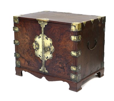 Lot 346 - A Teak and Brass-Bound Table Cabinet, late...