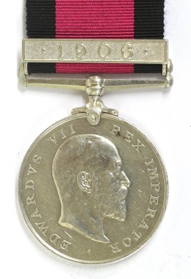 Lot 84 - A Natal Rebellion Medal 1906, with clasp 1906,...