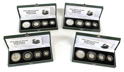 Lot 392 - 4x UK, Silver Proof Britannia Collections 1997,...