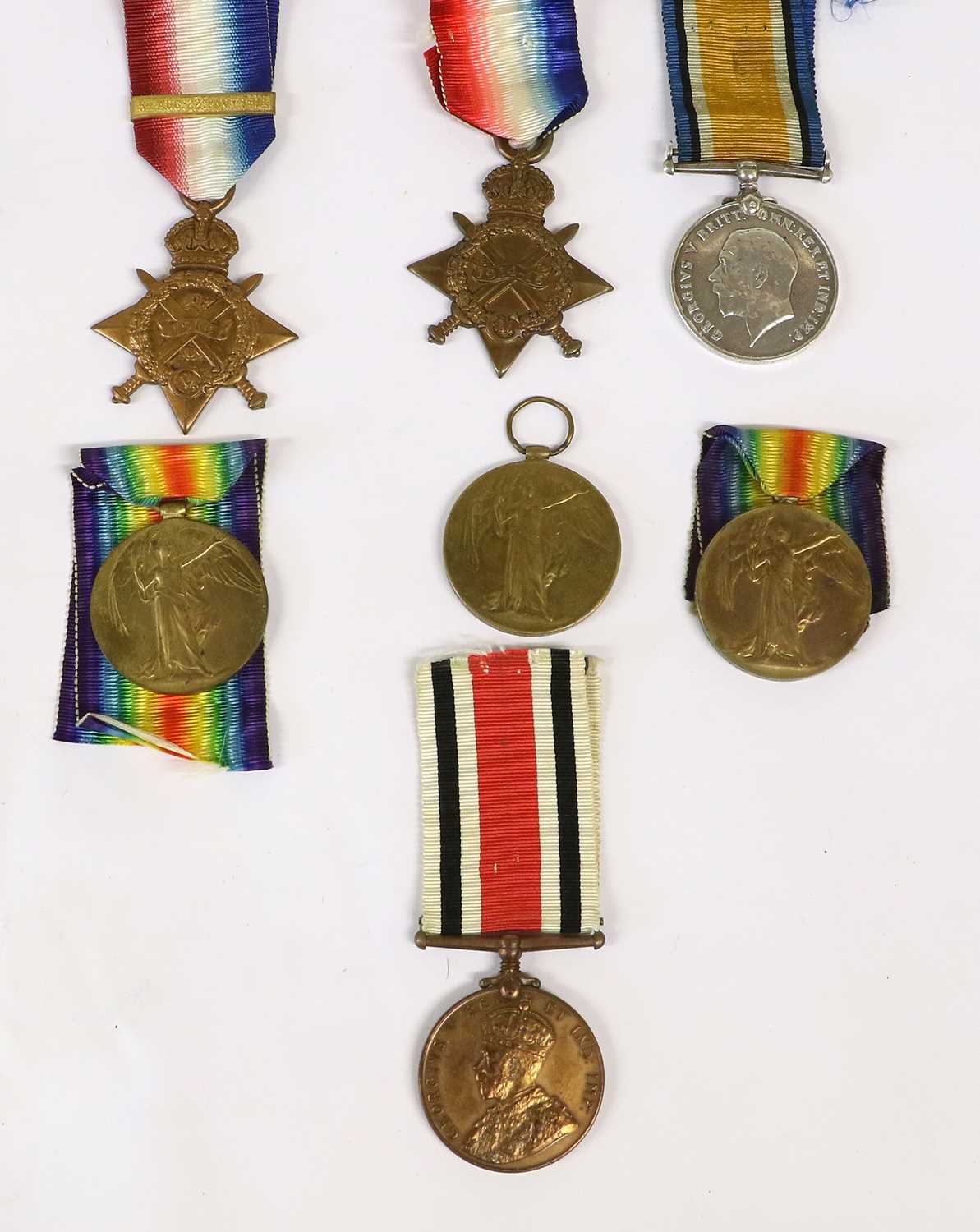Lot 93 - Seven Single First World War Medals,...