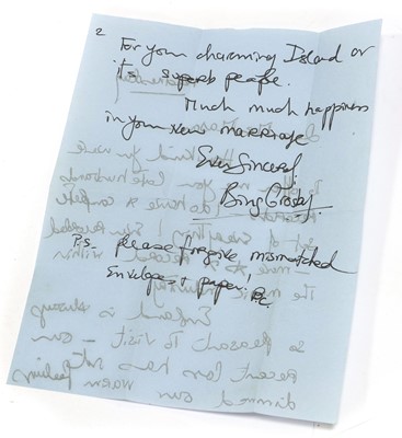 Lot 3177 - Bing Crosby Handwritten Letter