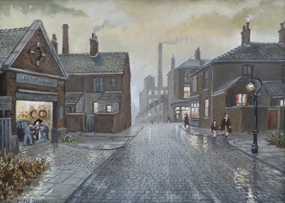 Lot 1076 - Steven Scholes (b.1952) "Back Street Garage"...