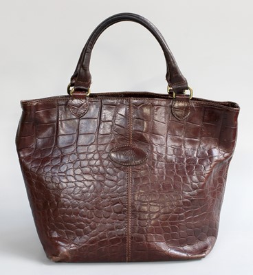Lot 195 - A Mulberry Brown Crocodile Style Tote Bag,...