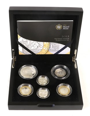 Lot 407 - Royal Mint, UK Silver Piedfort Set 2011, 6...