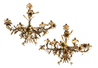 Lot 249 - A Pair of Gilt-Metal Five-Light Wall Sconces,...