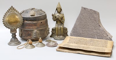 Lot 259 - Tibetan Manuscript, Buddhist begging bowl,...