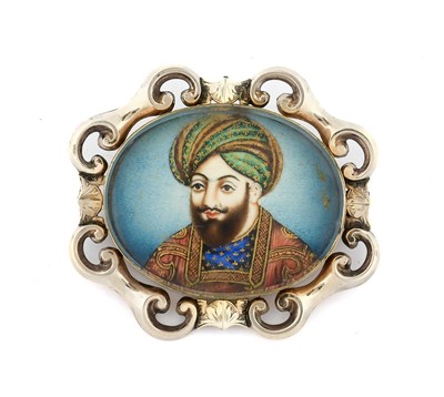 Lot 442 - A Portrait Miniature Brooch, the oval frame...