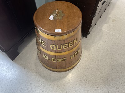 Lot 731 - A Brass-Mounted Coopered Oak Naval Rum-Tub,...