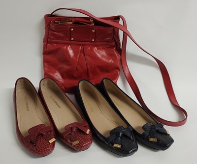 Lot 1214 - Pair of Giorgio Armani Navy Croc Style Leather...