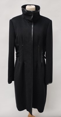 Lot 1185 - Sportmax Black Wool Coat with funnel neck,...