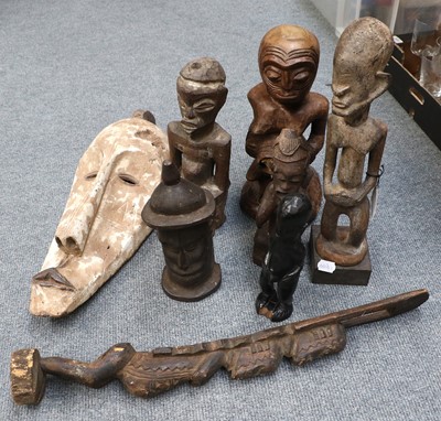 Lot 267 - A Dogon Carved Wood Figure of a Woman, A Fang...