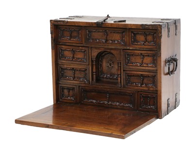 Lot 349 - A Walnut and Iron-Bound Table-Top Vargueno,...