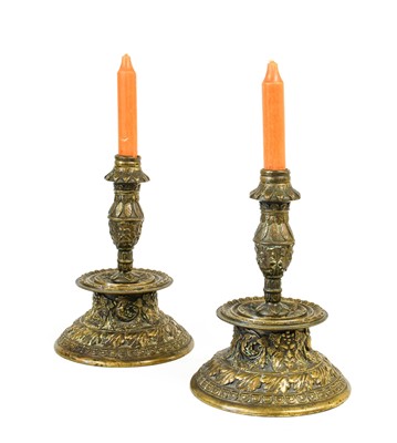 Lot 150 - A Pair of Dutch Brass Candlesticks, in 16th...