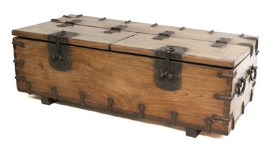 Lot 781 - A Japanese Hardwood and Iron-Bound Trunk,...