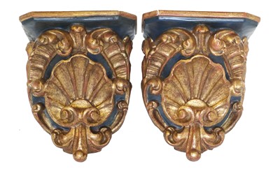 Lot 1209 - A Pair of Shell and Scroll Carved Giltwood...