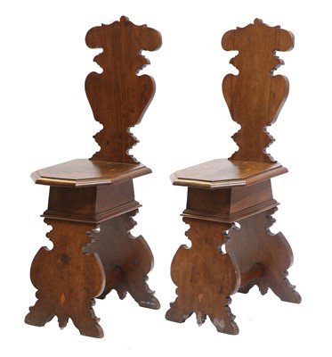 Lot 337 - A Pair of 19th Century Italian Walnut Sgabello...