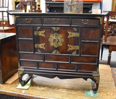 Lot 1324 - A Japanese Elm Table Top Cabinet, 68cm by 25cm...