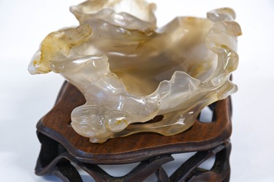 Lot 55 - A Chinese Agate Brush Washer, Qing Dynasty,...