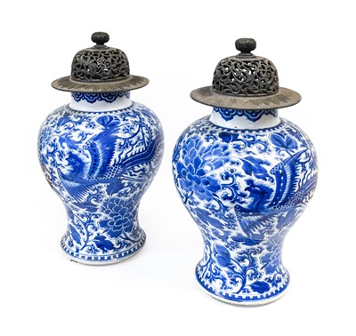 Lot 23 - A Pair of Chinese Porcelain Baluster Jars,...