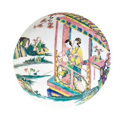 Lot A Chinese Porcelain "Ladies" Saucer Dish,...