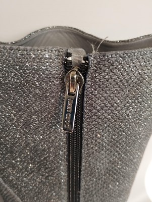 Lot 1002 - Pair of Jimmy Choo Pewter Snake Sparkle Knee...