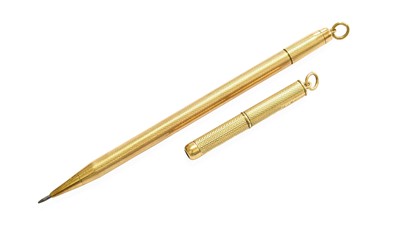 Lot 453 - A 9 Carat Gold Pencil, with engine turned...