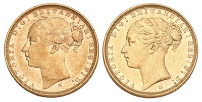 Lot 190 - 2x Victoria Sovereigns, 1882 and 1887, both...