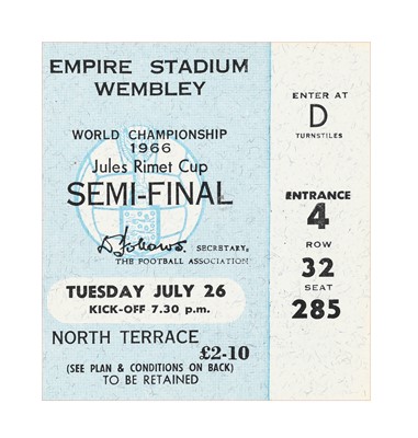 Lot 3080 - 1966 World Cup Finals A Set Of Eighth Final To Cup Final Tickets