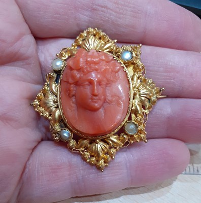 Lot 2077 - A Late 19th Century Coral and Split Pearl...