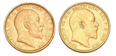 Lot 213 - 2x Edward VII, Sovereigns 1905, both Sydney...