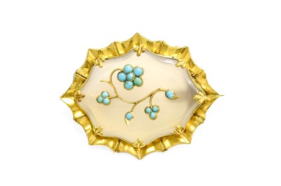 Lot 445 - An Agate and Turquoise Brooch, the agate...