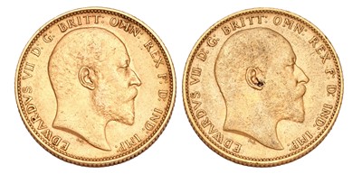 Lot 207 - 2x Edward VII, Sovereigns, 1902 and 1907, both...