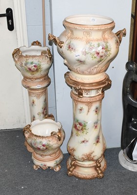 Lot 270 - Crown Devon Blush Ivory Floral Painted and...