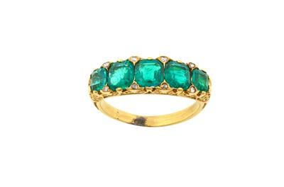 Lot 2257 - A Victorian Emerald Five Stone Ring the...