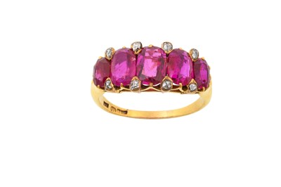 Lot 2290 - A Victorian Ruby Five Stone Ring the graduated...