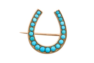 Lot 2132 - A Victorian Turquoise Brooch the horseshoe...