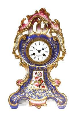 Lot 672 - A French Porcelain Striking Mantel Clock,...