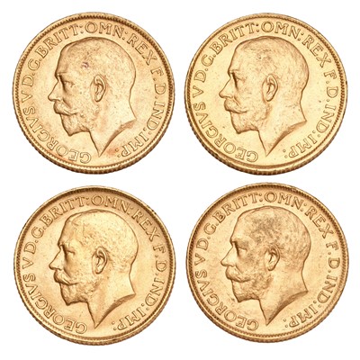 Lot 235 - 4x George V Sovereigns, 1912, (2x) 1913 and...