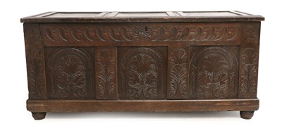 Lot 710 - A Late 17th Century Joined Oak Chest, the...