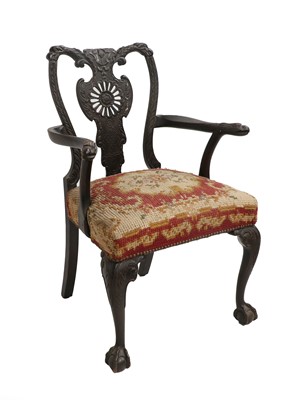 Lot 1276 - An Ornate 19th Century Carved Open Armchair,...