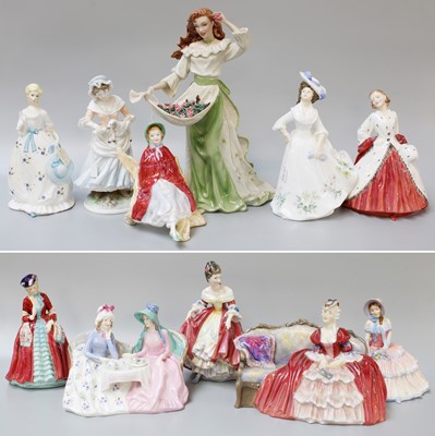 Lot 253 - Eight Royal Doulton Figures, including Belle o'...