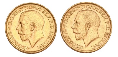 Lot 243 - 2x George V, Sovereigns, 1927 and 1928, both...