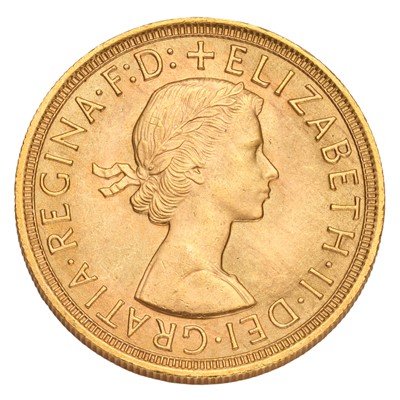 Lot 256 - Elizabeth II, Sovereign 1957; encapsulated...